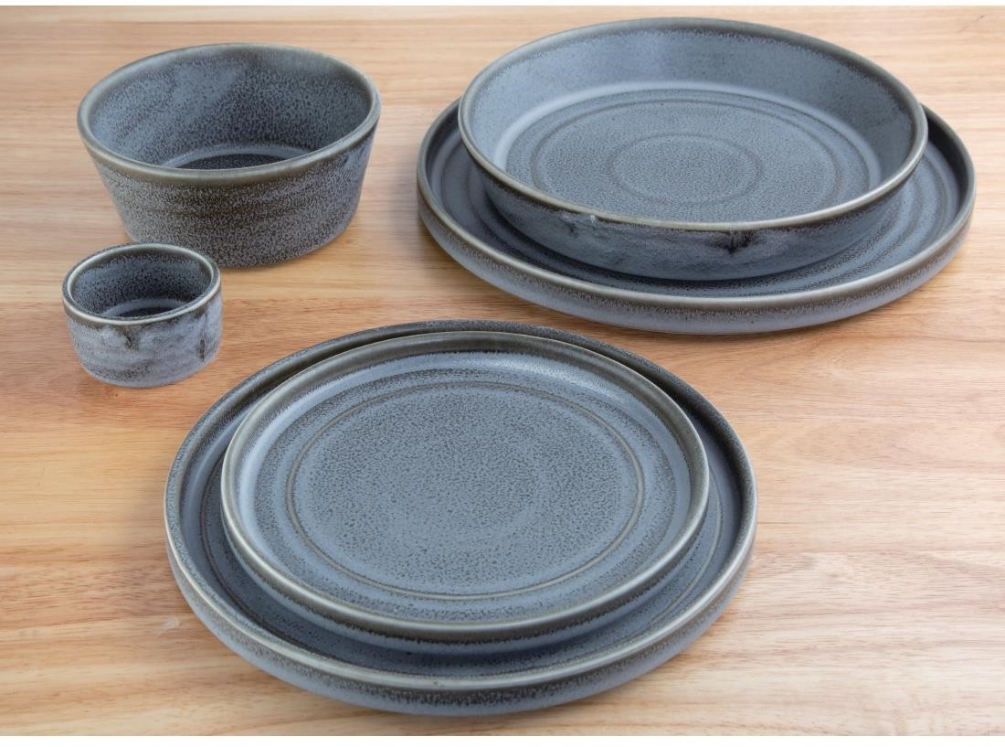  Olympia Assiettes plates rondes Cavolo anthracite 180mm (lot de 4) 