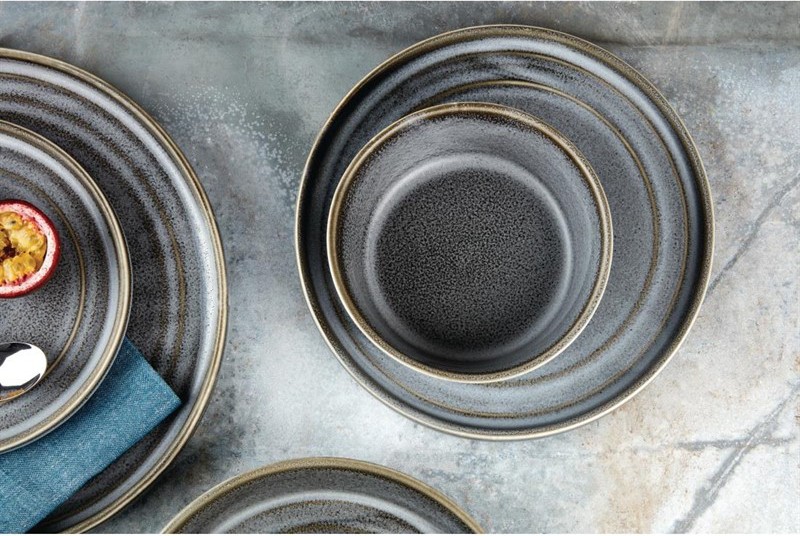  Olympia Assiettes plates rondes Cavolo anthracite 270mm (lot de 4) 