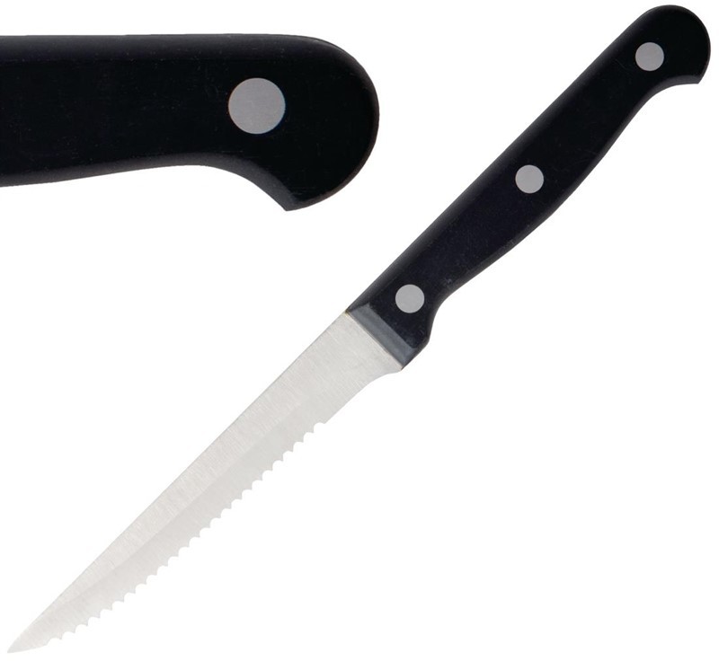  Olympia Couteaux &agrave; viande manche noir 