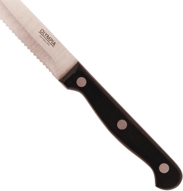  Olympia Couteaux &agrave; steak arrondis noirs (x12) 