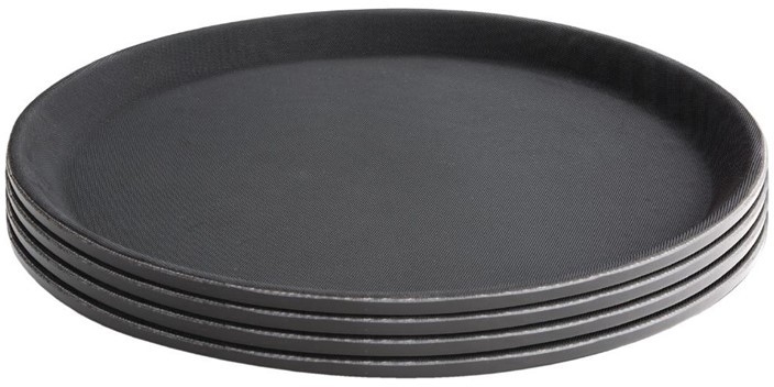 Kristallon Plateau antid&eacute;rapant en fibre de verre rond noir 406mm 