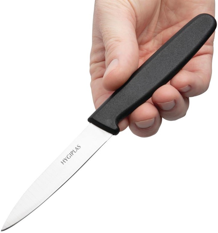  Hygiplas Couteau d'office lame droite noir 75mm 