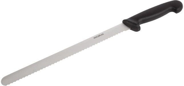  Hygiplas Couteau &agrave; trancher dent&eacute; noir 305mm 