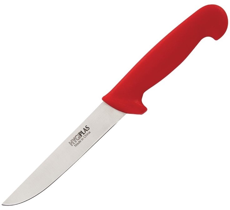  Hygiplas Couteau &agrave; d&eacute;sosser &agrave; lame rigide rouge 150mm 