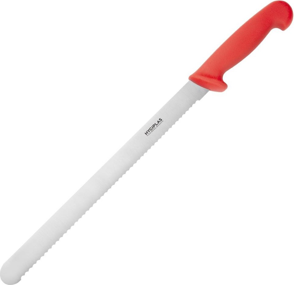  Hygiplas Couteau &agrave; trancher dent&eacute; rouge 30cm 