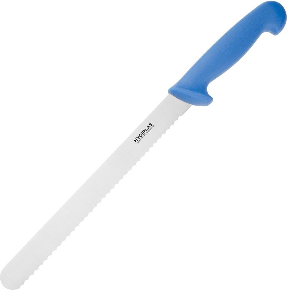  Hygiplas Couteau &agrave; trancher dent&eacute; bleu 25cm 