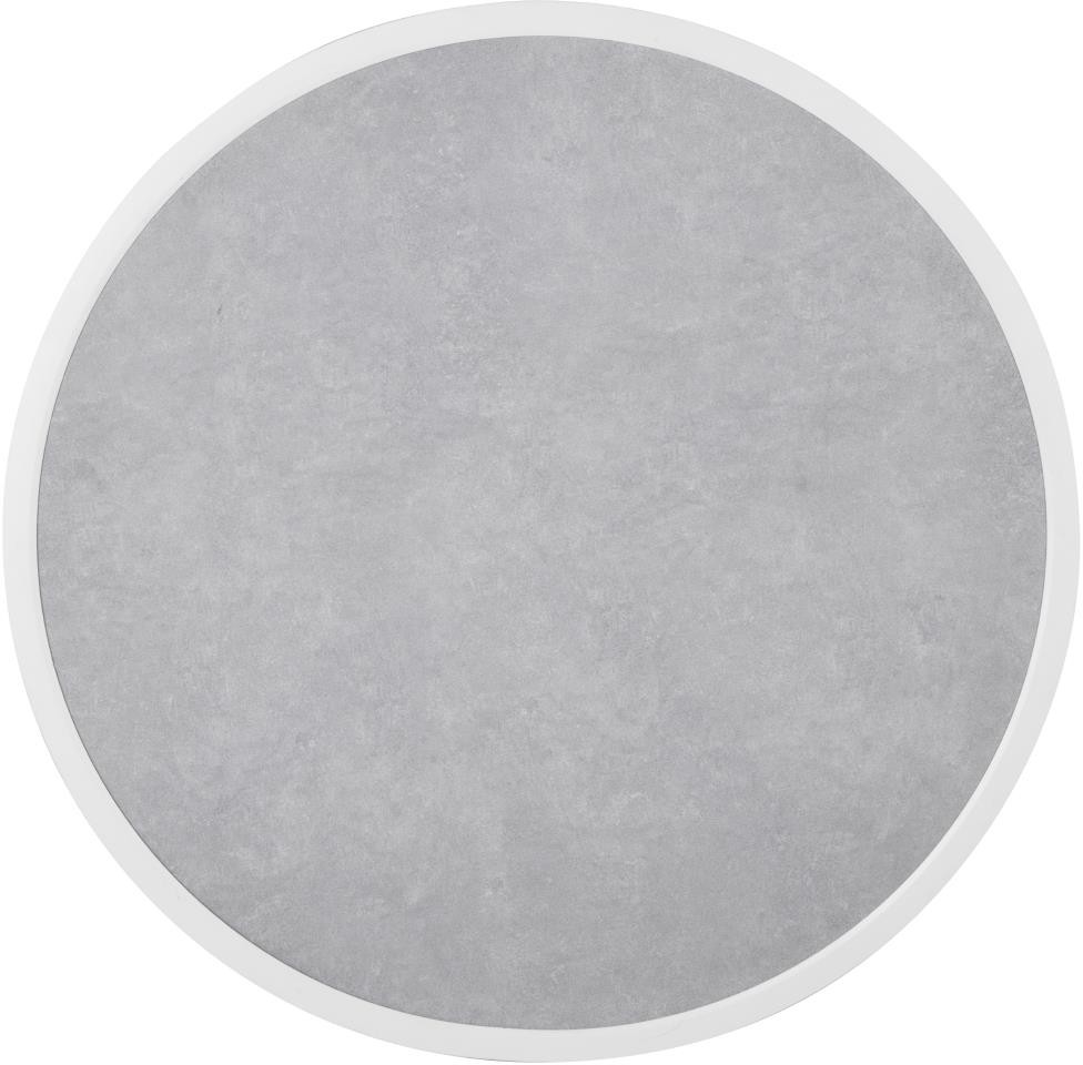  Bolero Plateau de table ext&eacute;rieur rond en verre tremp&eacute; effet pierre gris clair bord blanc 580 mm 