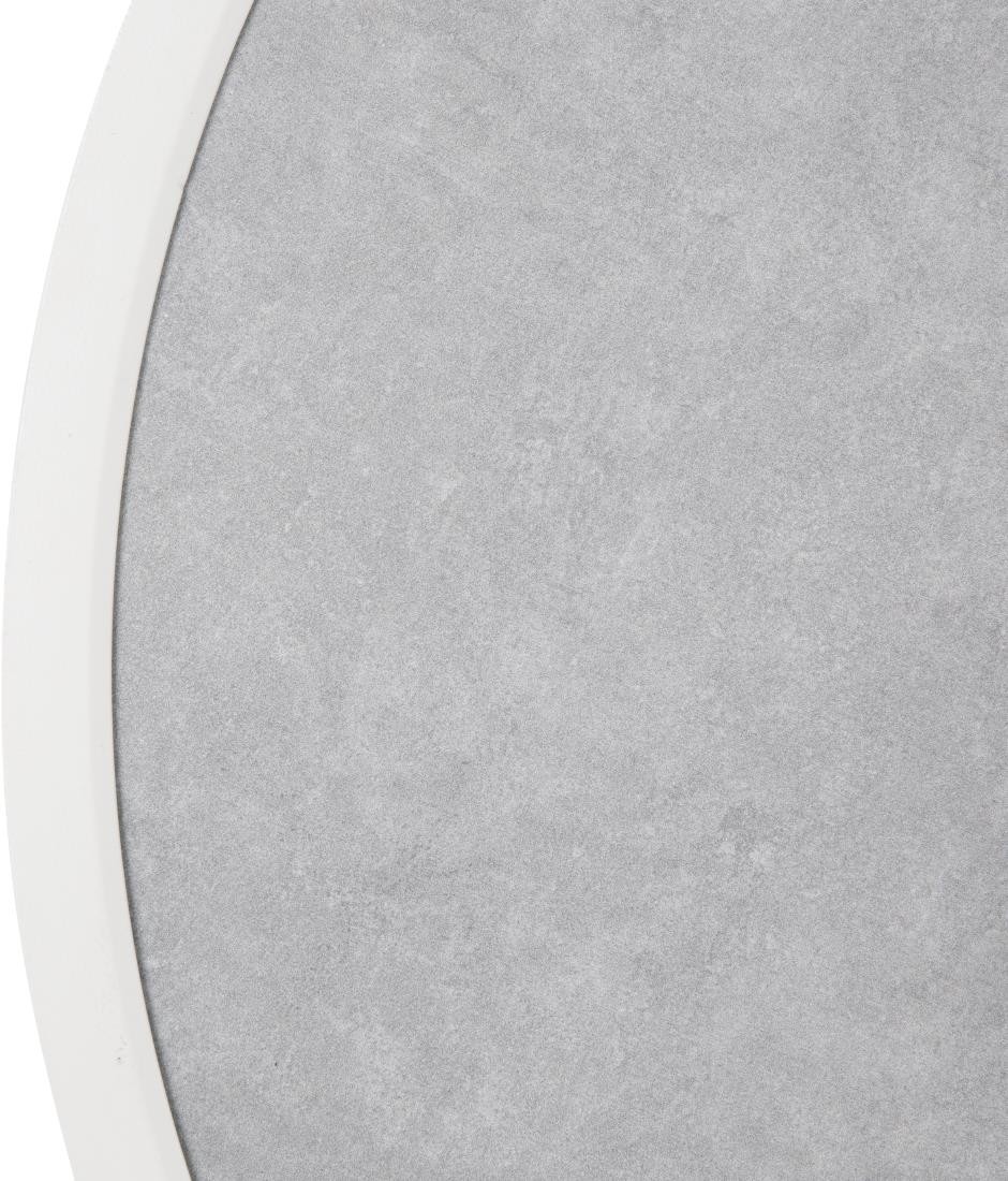  Bolero Plateau de table ext&eacute;rieur rond en verre tremp&eacute; effet pierre gris clair bord blanc 580 mm 