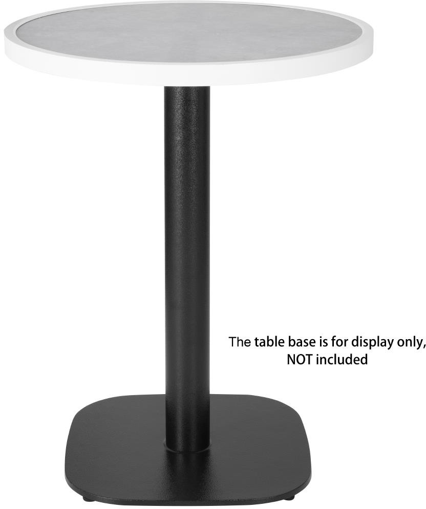  Bolero Plateau de table ext&eacute;rieur rond en verre tremp&eacute; effet pierre gris clair bord blanc 580 mm 
