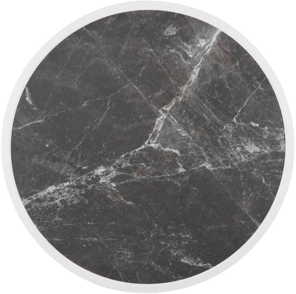  Bolero Plateau de table ext&eacute;rieur rond en verre tremp&eacute; effet granit fonc&eacute; bord blanc 580mm 