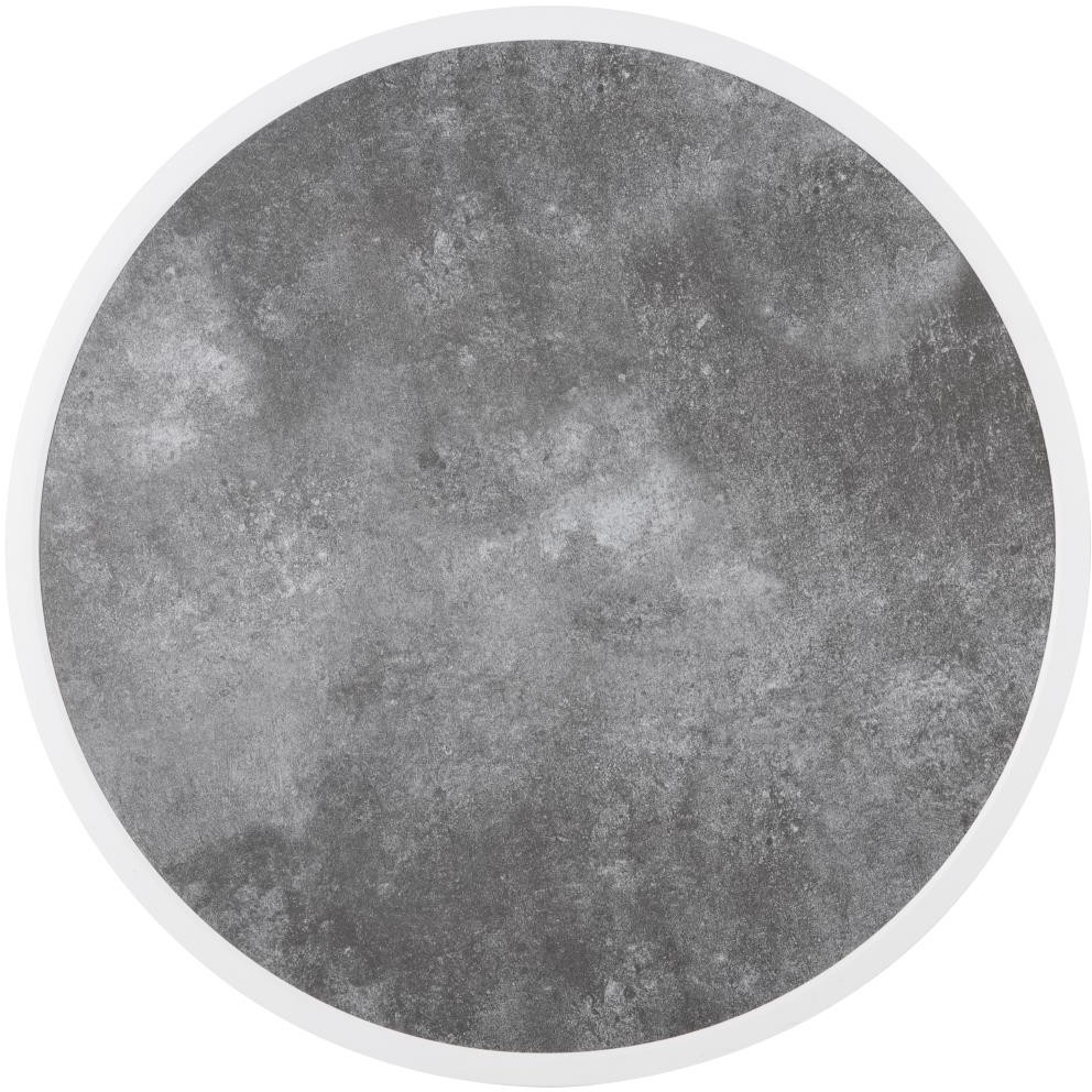  Bolero Plateau de table ext&eacute;rieur rond en verre tremp&eacute; effet pierre fonc&eacute;e bord blanc 580mm 