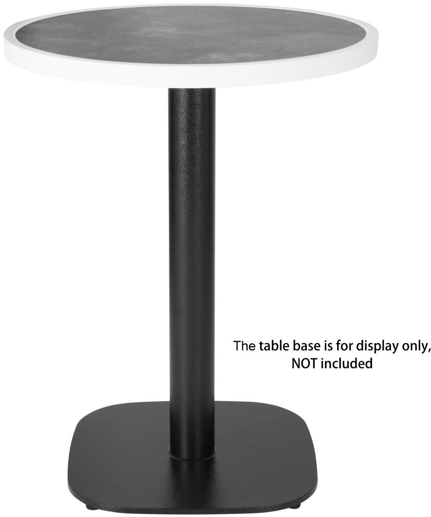  Bolero Plateau de table ext&eacute;rieur rond en verre tremp&eacute; effet pierre fonc&eacute;e bord blanc 580mm 