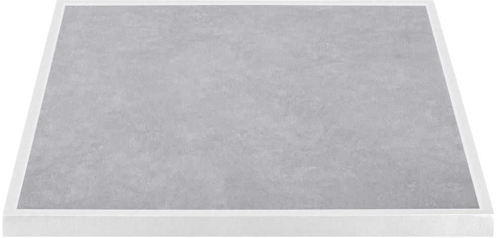  Bolero Plateau de table ext&eacute;rieur carr&eacute; en verre tremp&eacute; effet pierre gris clair bord blanc 700 mm 
