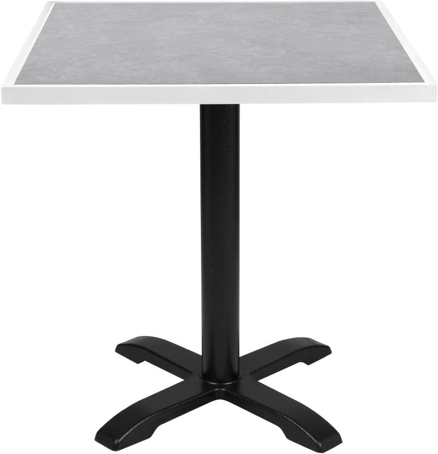  Bolero Plateau de table ext&eacute;rieur carr&eacute; en verre tremp&eacute; effet pierre gris clair bord blanc 700 mm 
