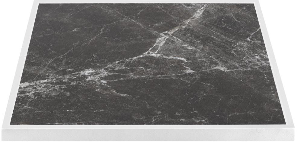  Bolero Plateau de table ext&eacute;rieur carr&eacute; en verre tremp&eacute; effet granit fonc&eacute; bord blanc 700 mm 