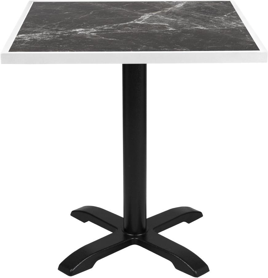  Bolero Plateau de table ext&eacute;rieur carr&eacute; en verre tremp&eacute; effet granit fonc&eacute; bord blanc 700 mm 