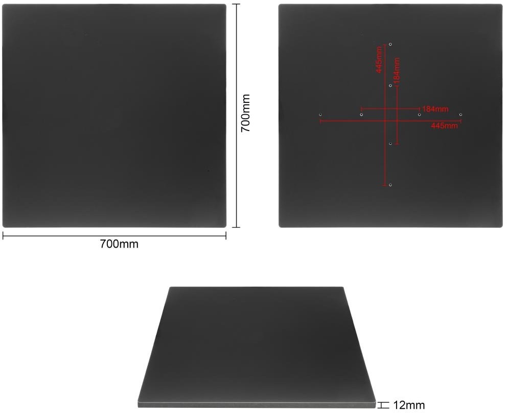  Bolero Plateau de table d'ext&eacute;rieur carr&eacute; noir mat 700 mm 