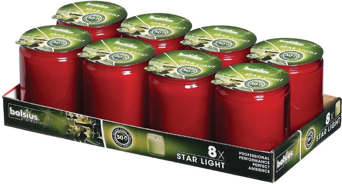  Bolsius Bougies-verre Starlight rouges (lot de 8) 