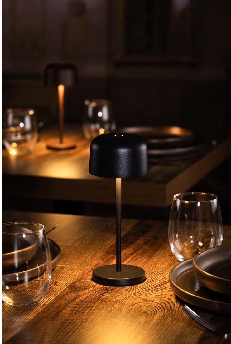  Olympia Lampe de table avec abat-jour rond Lucca noire 200mm 