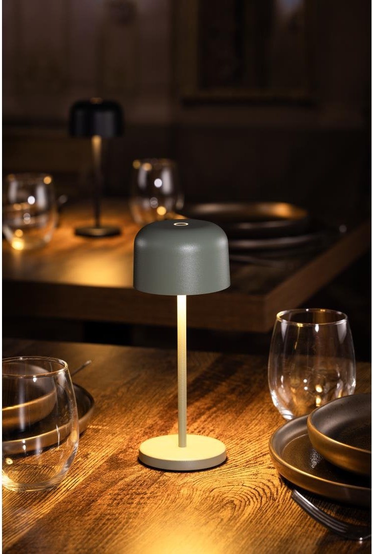  Olympia Lampe de table avec abat-jour rond Lucca verte 200mm 