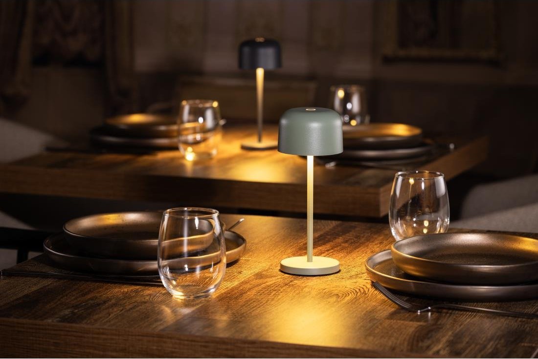  Olympia Lampe de table avec abat-jour rond Lucca verte 200mm 