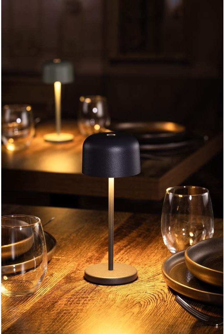  Olympia Lampe de table avec abat-jour rond Lucca grise 200mm 