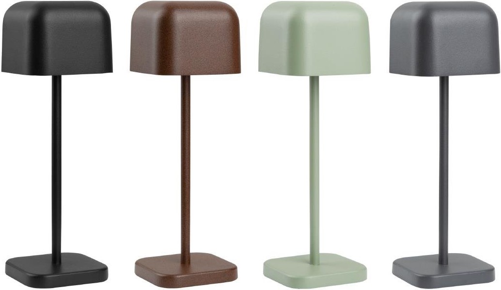  Olympia Lampe de table avec abat-jour carr&eacute; Lucca marron 200mm 