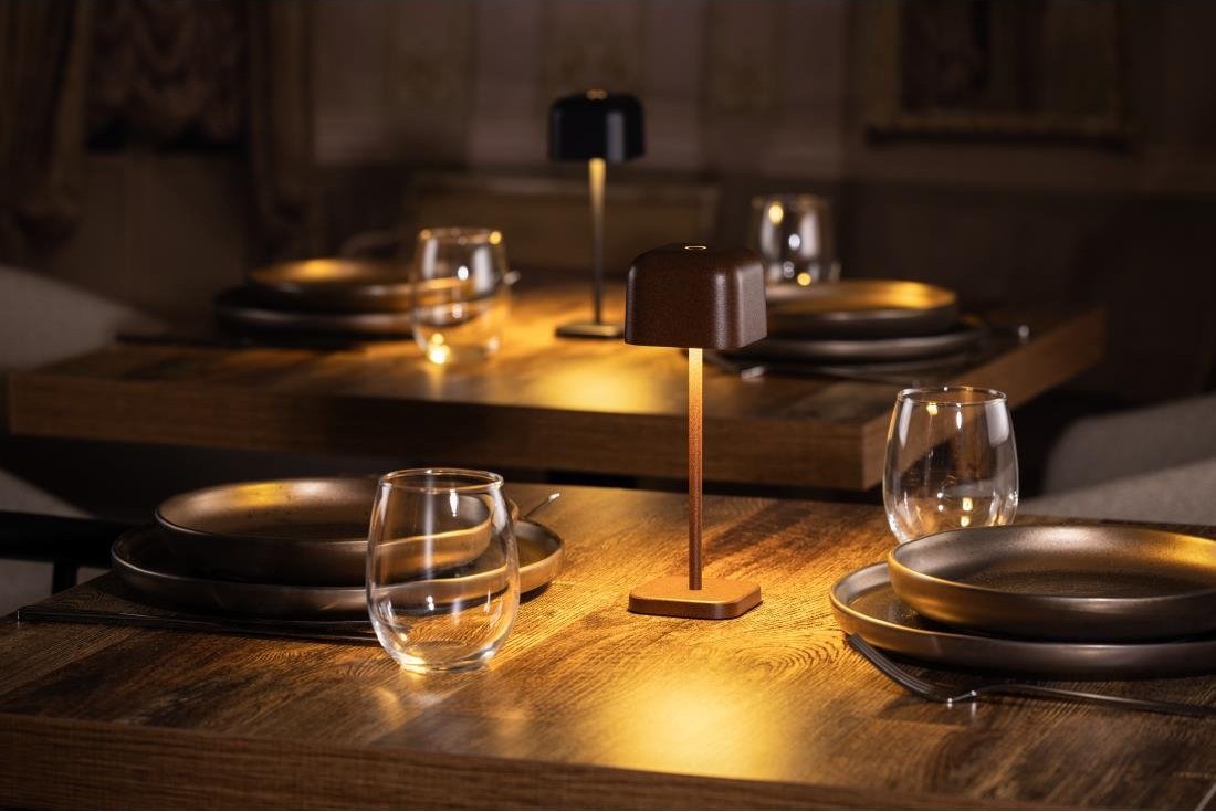  Olympia Lampe de table avec abat-jour carr&eacute; Lucca marron 200mm 