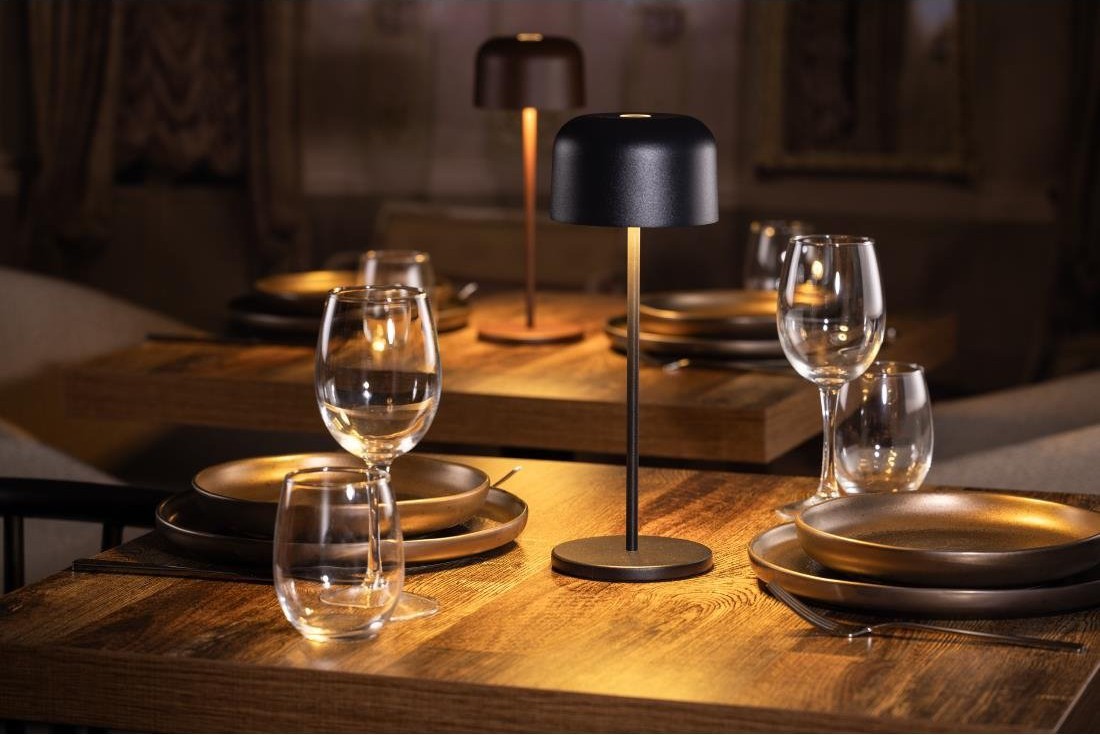 Olympia Lampe de table avec abat-jour rond Lucca noire 300mm 