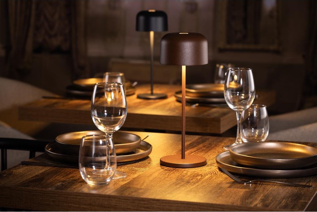  Olympia Lampe de table avec abat-jour rond Lucca marron 300mm 