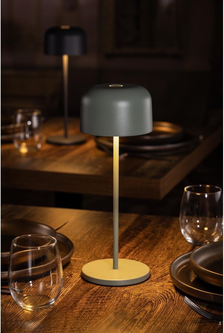 Olympia Lampe de table avec abat-jour rond Lucca verte 300mm 
