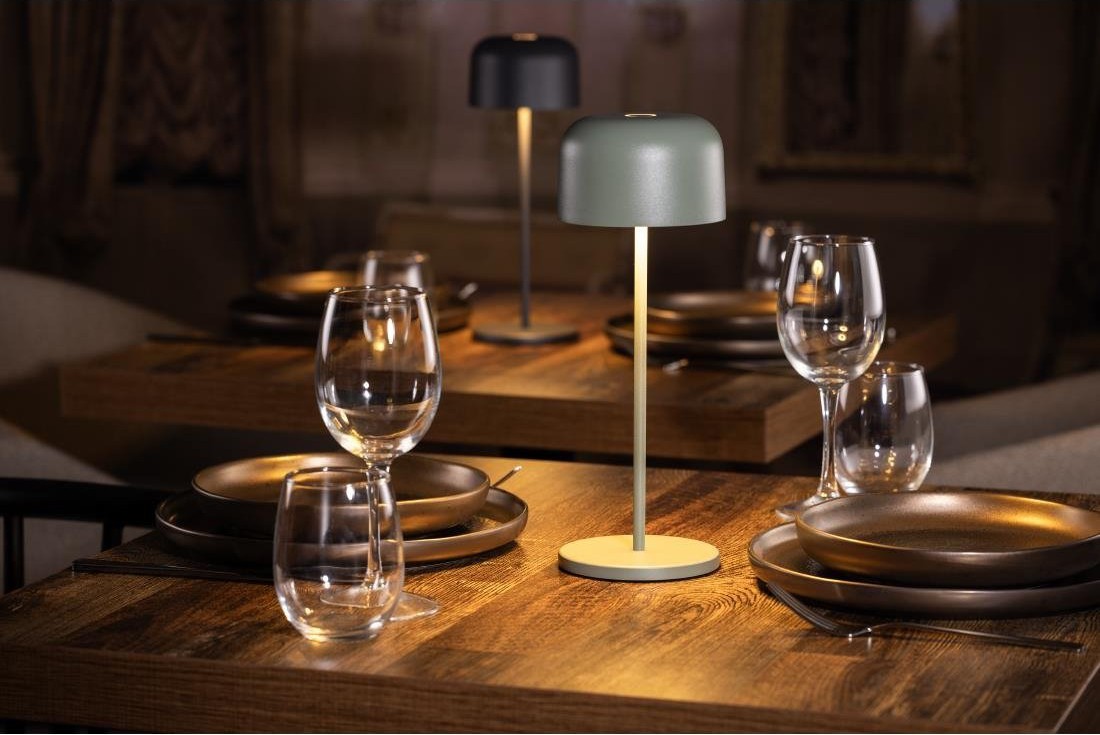  Olympia Lampe de table avec abat-jour rond Lucca verte 300mm 