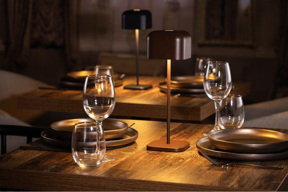  Olympia Lampe de table avec abat-jour carr&eacute; Lucca marron 300mm 