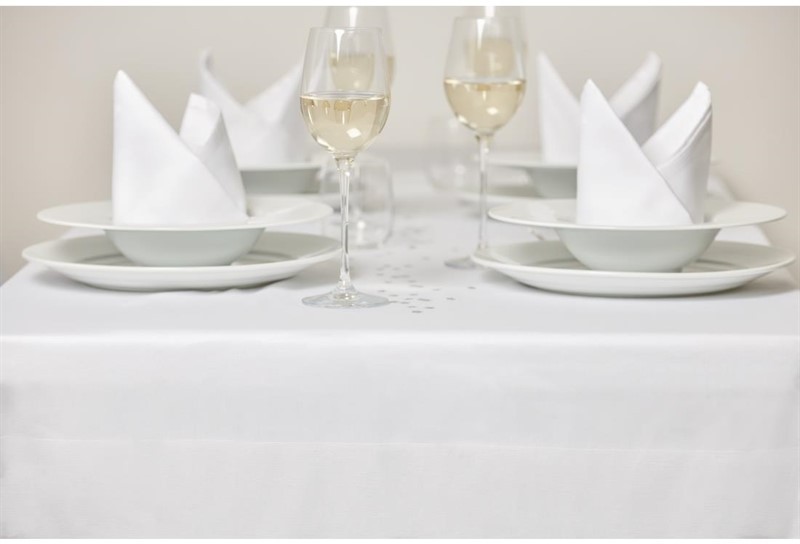  Mitre Luxury Nappe blanche bande de satin 1370 x 1370mm 