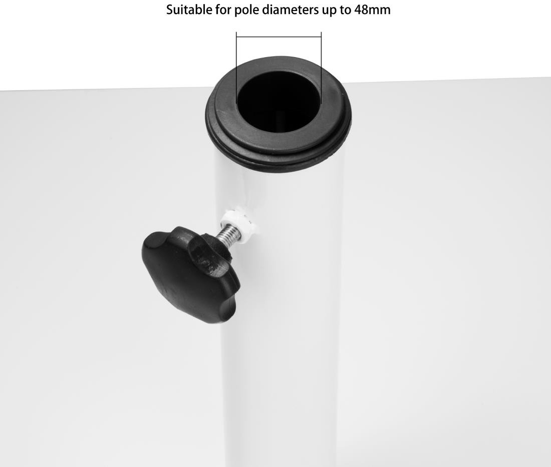  Bolero Pied de parasol plat en m&eacute;tal blanc 18kg 