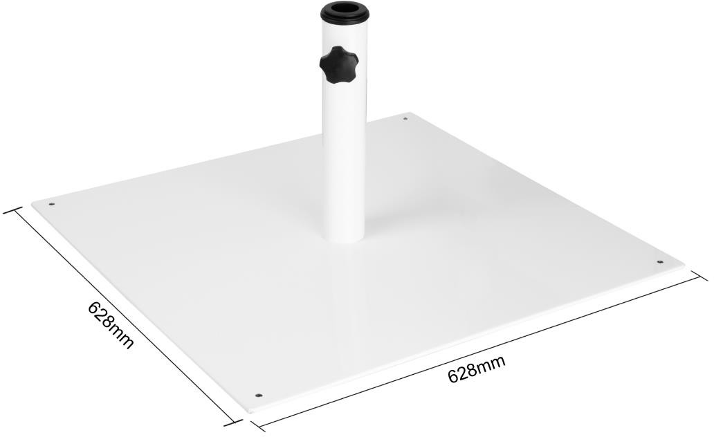  Bolero Pied de parasol plat en m&eacute;tal blanc 18kg 