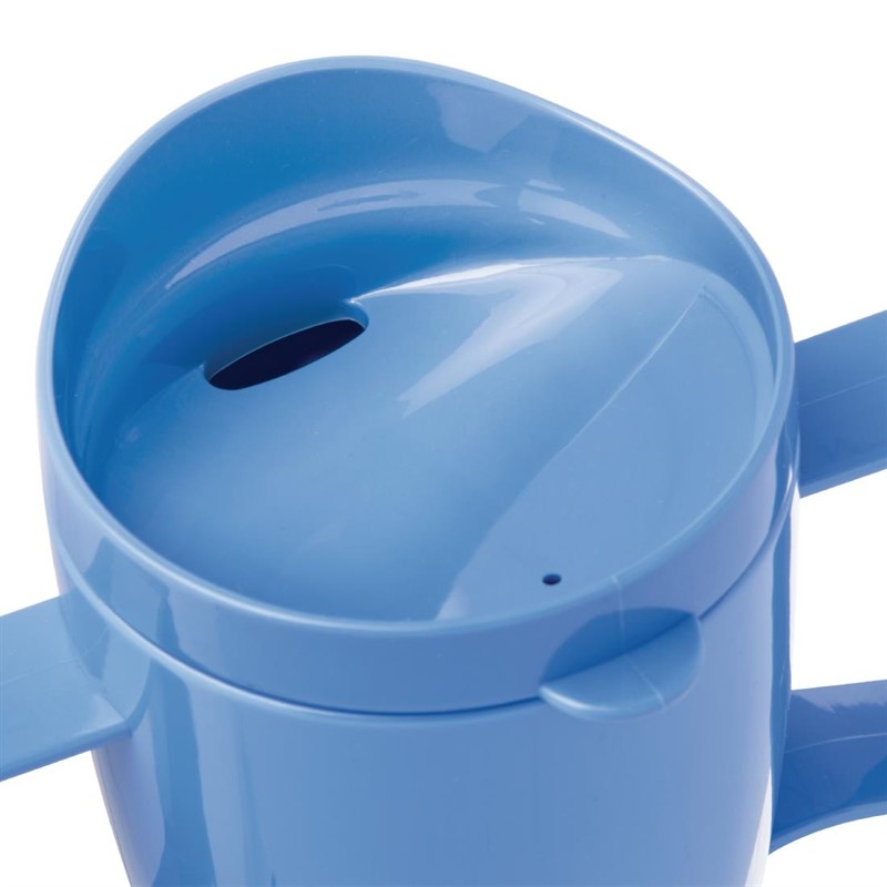  Olympia Mugs double anse avec couvercle en polycarbonate Heritage Kristallon bleus 300ml (lot de 4) 