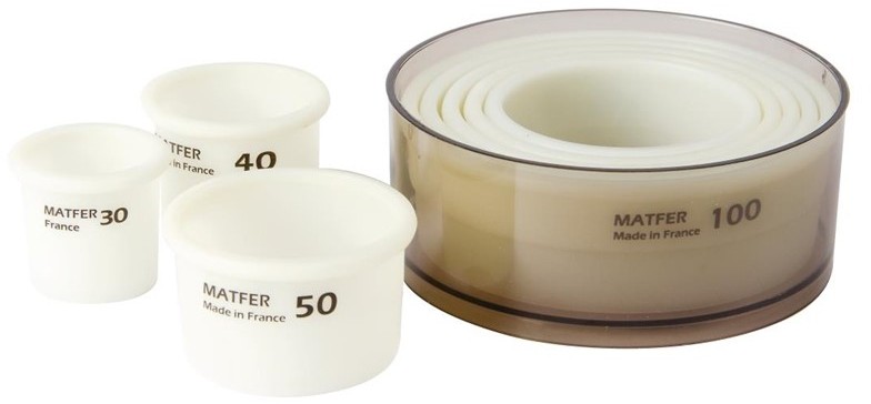  Matfer Lot de d&eacute;coupoirs ronds unis Exoglass 30 &agrave; 100mm Matfer 