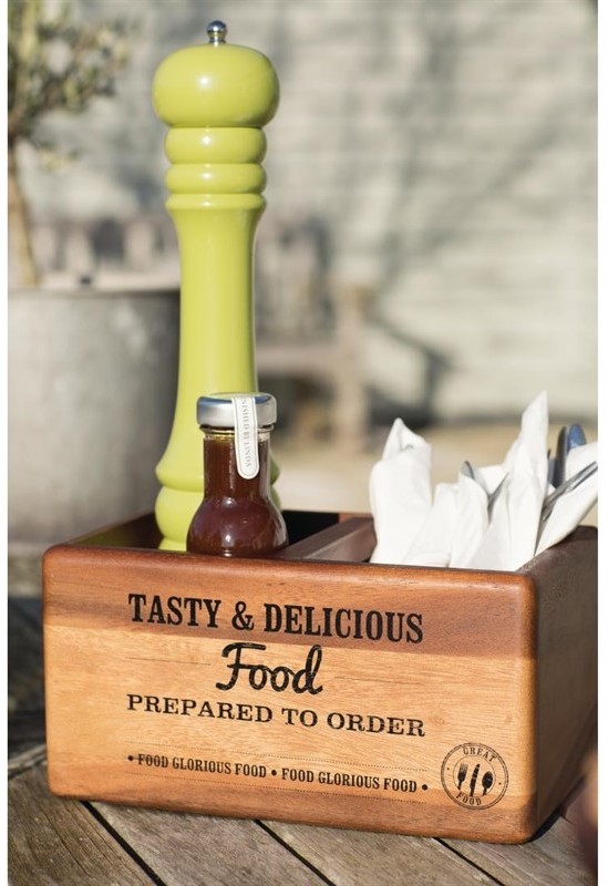  T&G Woodware Rangement de table en acacia avec ardoise Food Glorious Food 
