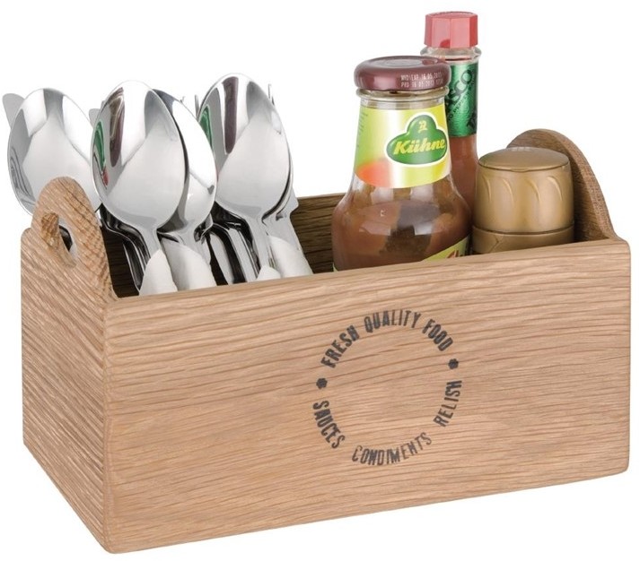  Olympia Porte-condiments en ch&ecirc;ne avec inscription 230mm 