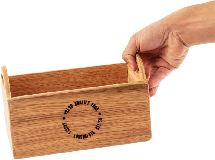  Olympia Porte-condiments en ch&ecirc;ne avec inscription 230mm 