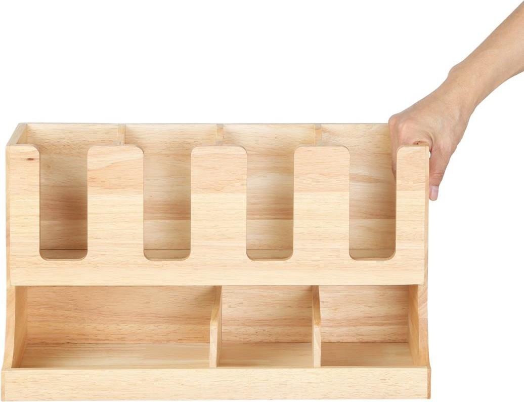  Olympia Organisateur de gobelets et condiments en bois d'h&eacute;v&eacute;a 450x405x240mm 