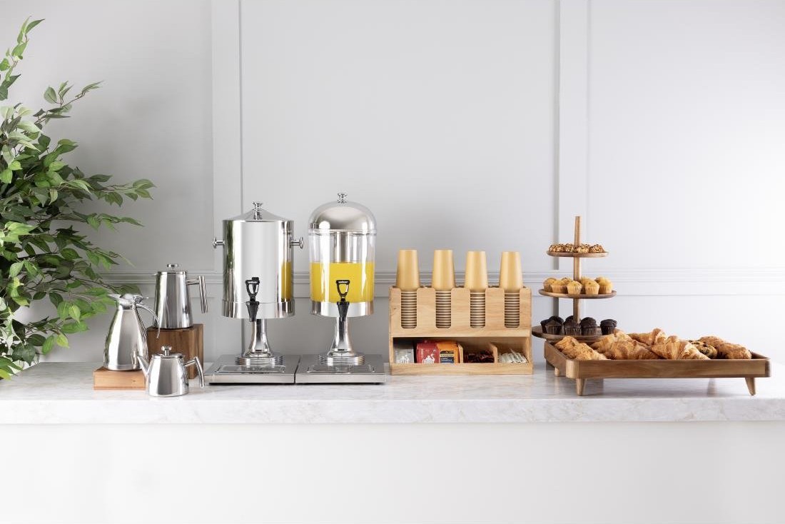  Olympia Organisateur de gobelets et condiments en bois d'h&eacute;v&eacute;a 450x405x240mm 