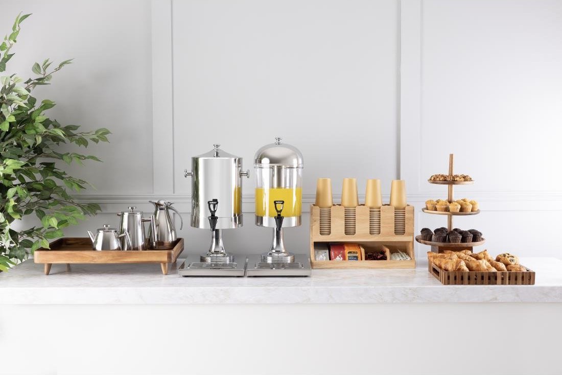  Olympia Organisateur de gobelets et condiments en bois d'h&eacute;v&eacute;a 450x405x240mm 