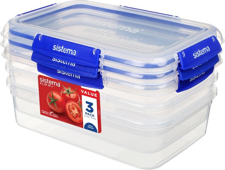  Sistema Bo&icirc;tes alimentaires rectangulaires Klip It Plus 2,2L (lot de 3) 