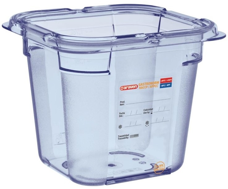  Araven Bo&icirc;te herm&eacute;tique bleue en ABS sans BPA GN1/6 150mm 