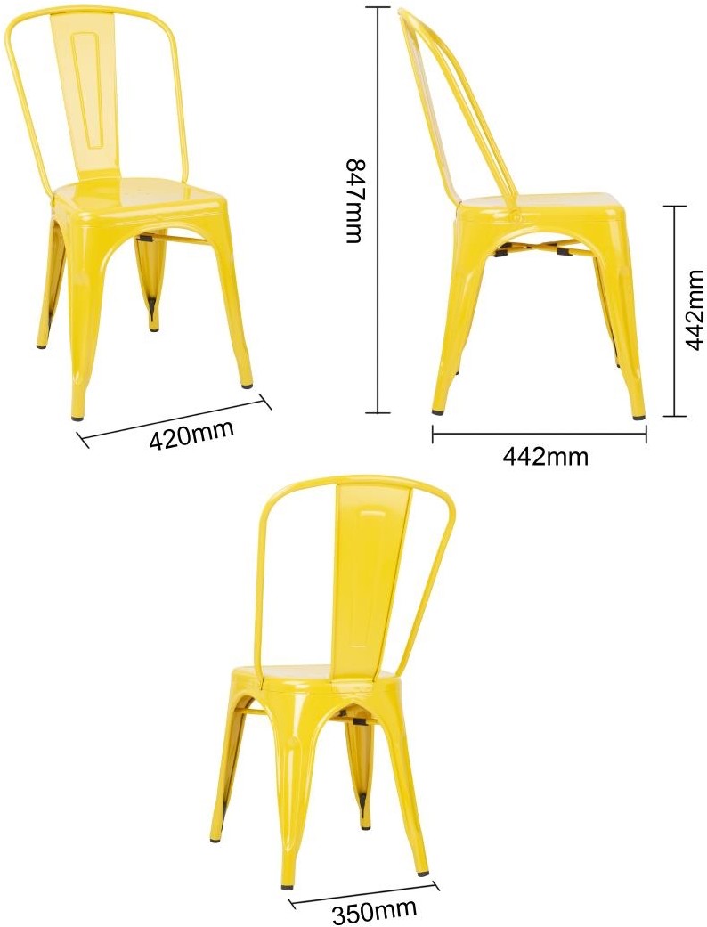  Bolero Chaises bistro en acier jaunes (lot de 4) 