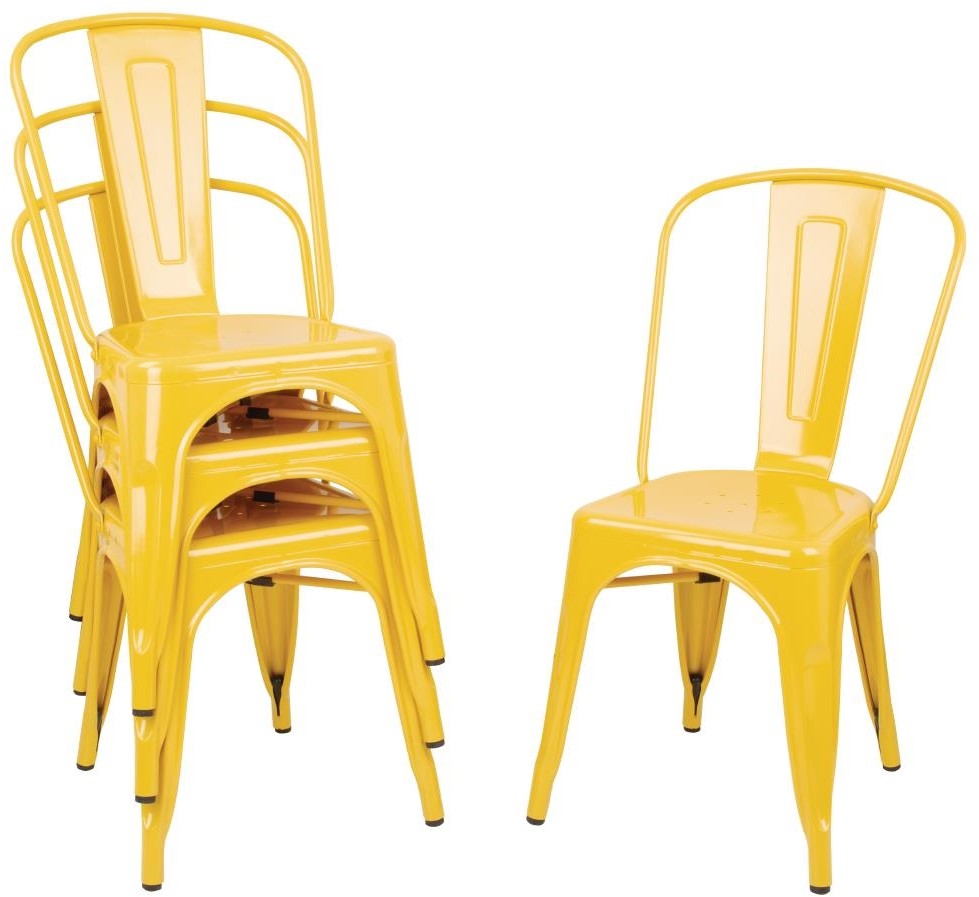  Bolero Chaises bistro en acier jaunes (lot de 4) 