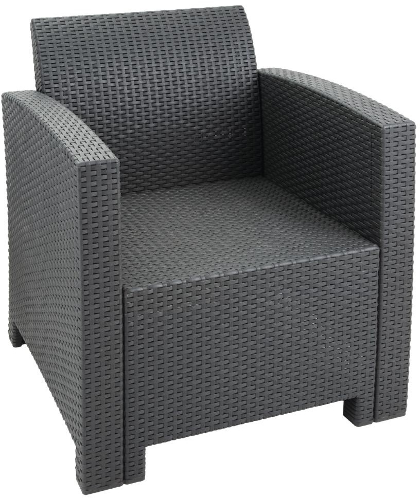  Bolero Ensemble fauteuils et table en rotin PP gris 