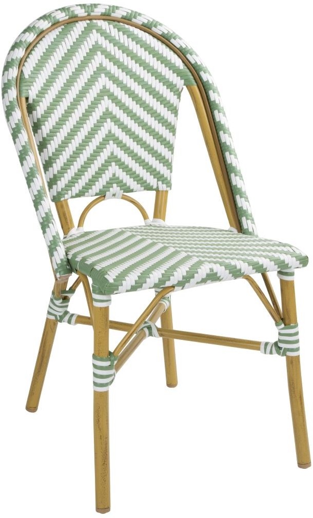  Bolero Chaises style parisien en rotin vert clair (lot de 2) 